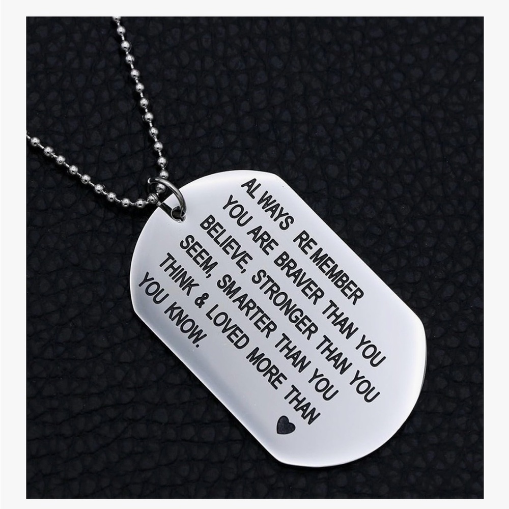 Inspirational Silver Dog Tag Necklace